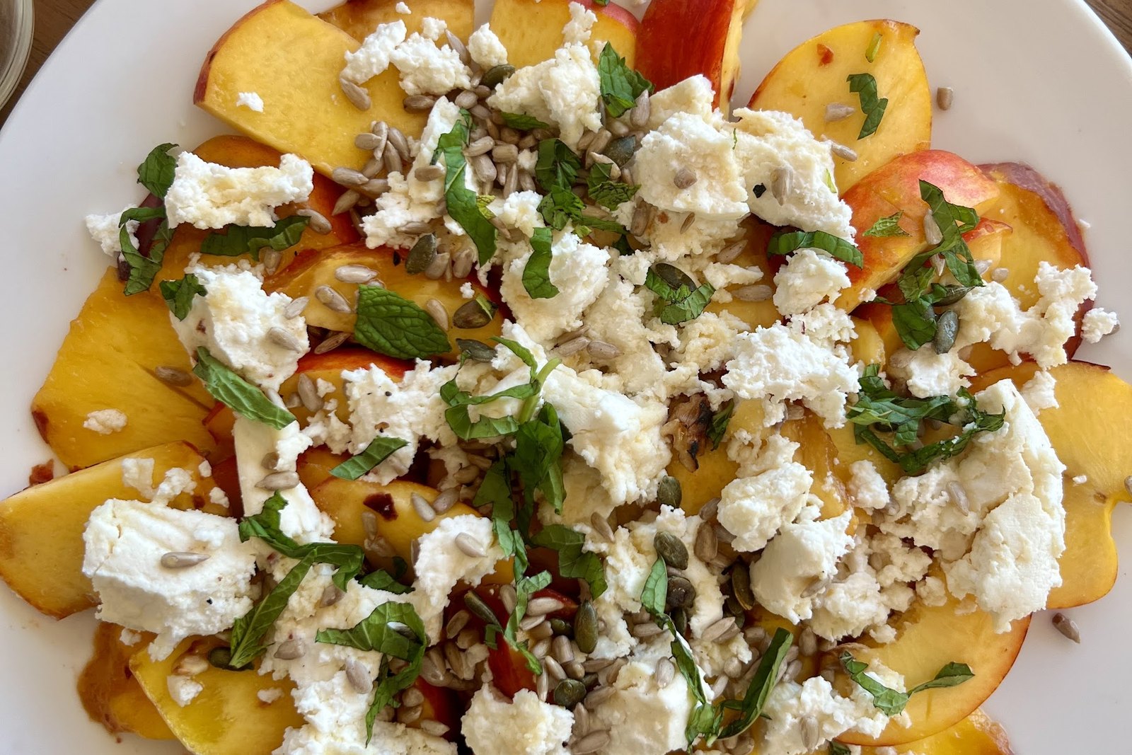 Fresh peach and feta salad plate