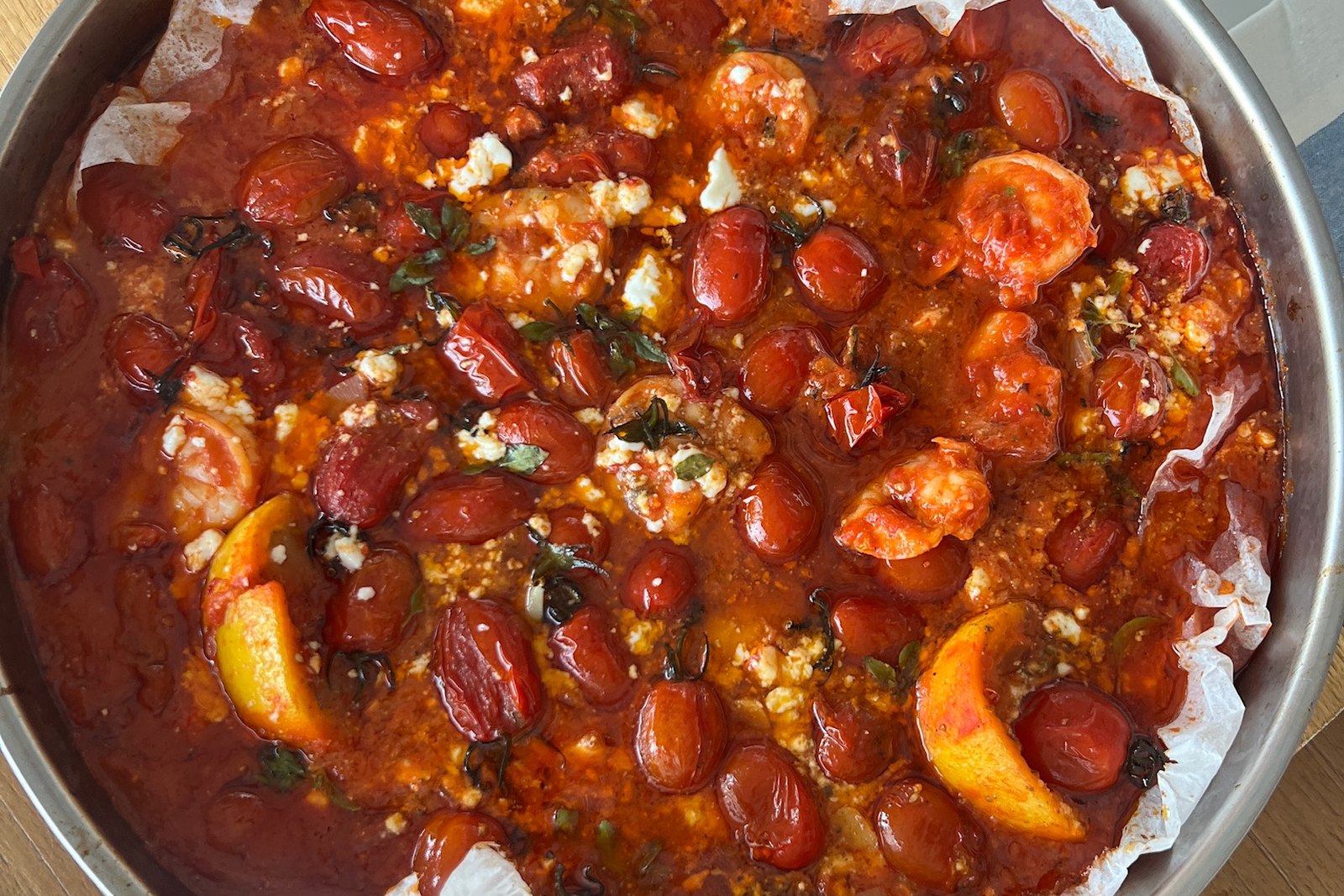Baked tomato and feta dish