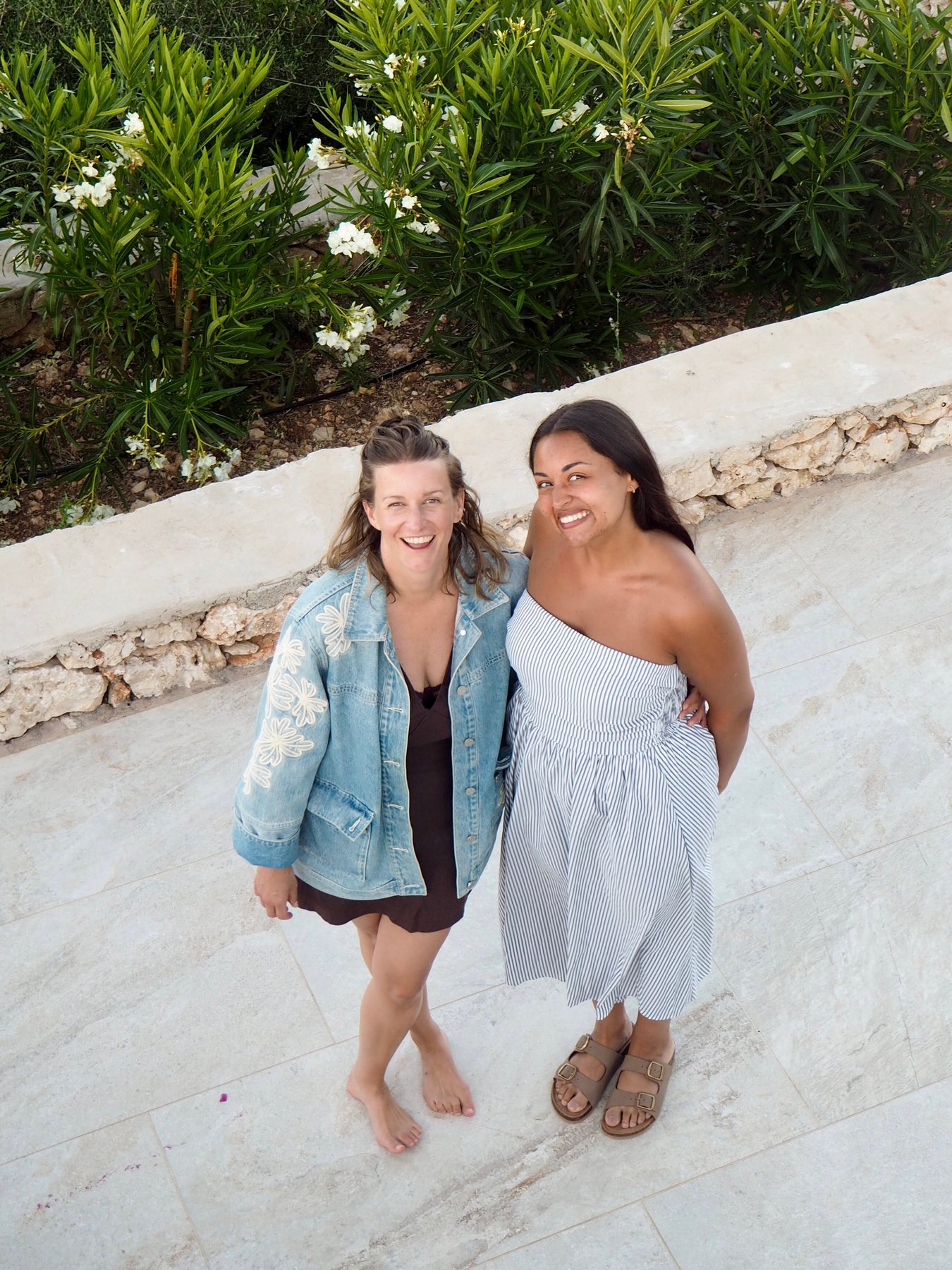 Nicola with a guest on the villa terrace