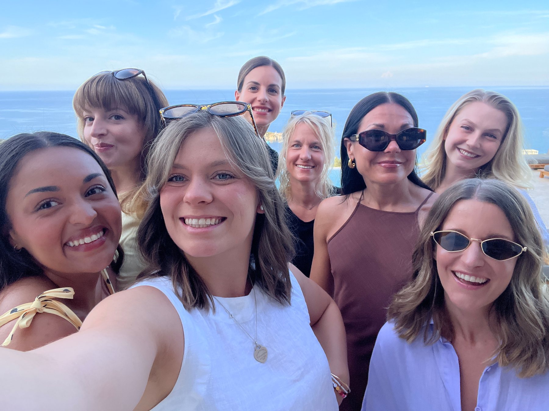 Group selfie from the retreat terrace
