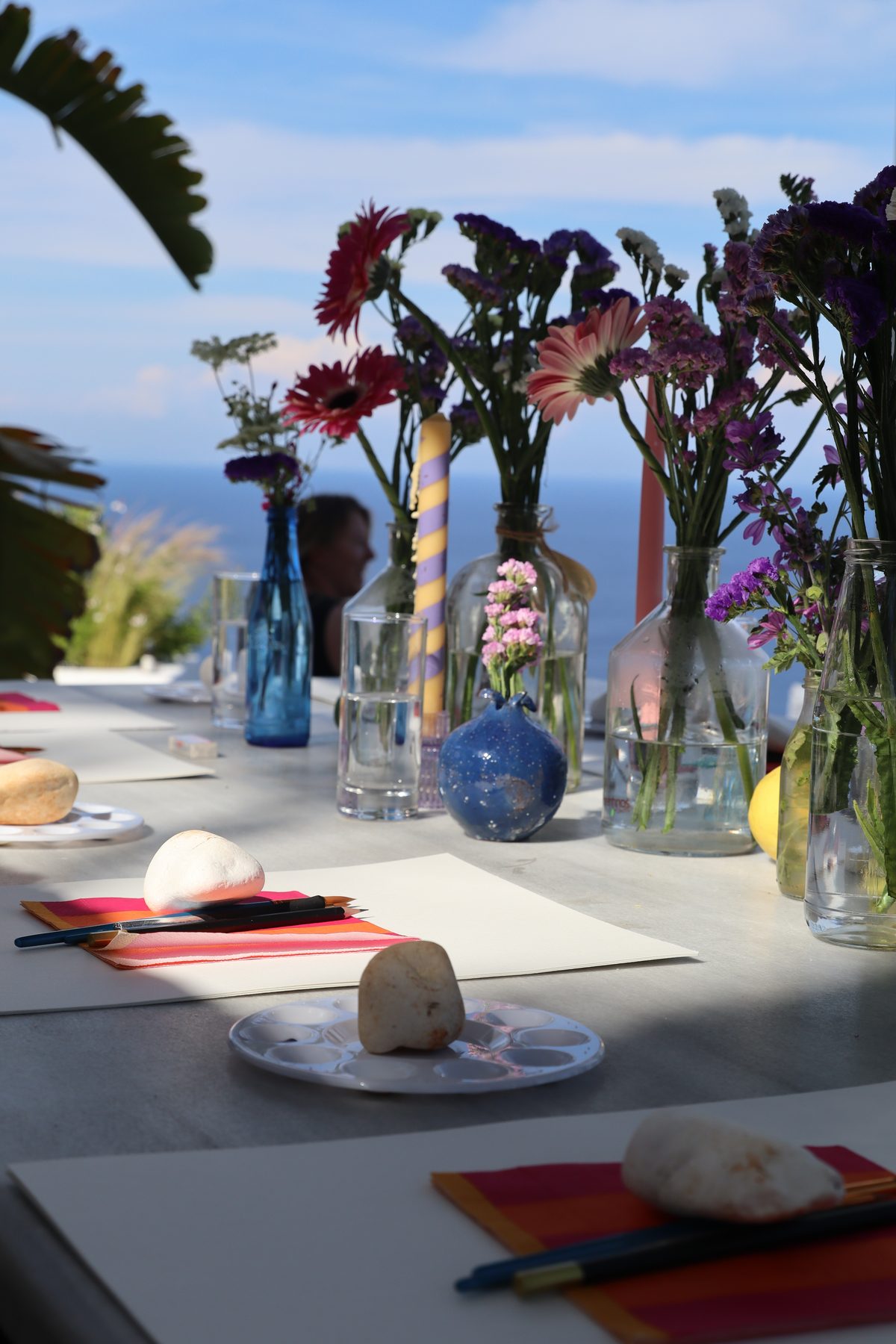 Flowers and art materials at a Salted Soul workshop